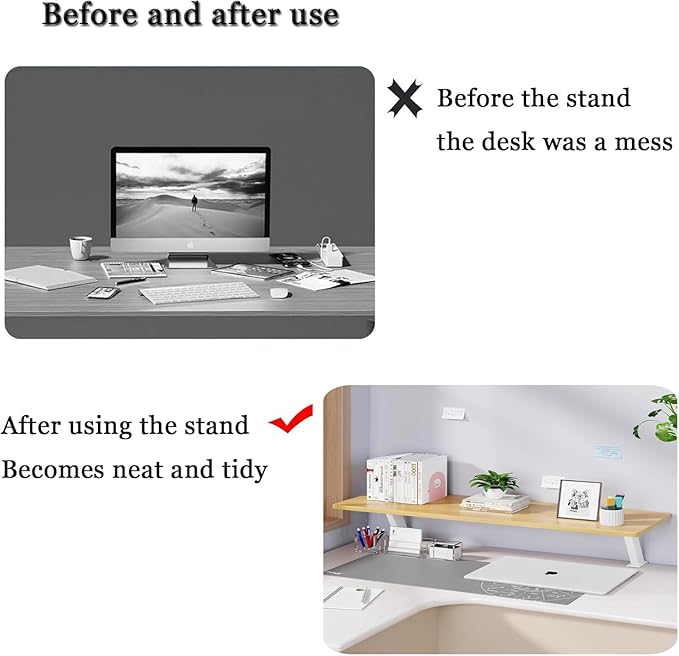 Clamp on Desk Shelf, Desktop Shelf Organizer Space Saving Desk Storage Rack for Office Study Home Dorm No Drill (31.4 x 7.8 in)