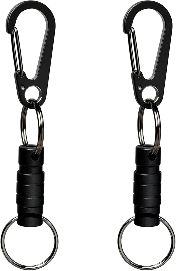 Quick Release Keychain Clip, Small Carabiner Clip & Pull Apart Detachable Key Ring, Car Key Chain Hooks Keyring