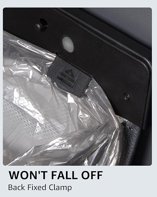 Motrobe Trash Can for Tesla Model 3 2017-2023 Garbage Bag [Strong Magnetic Buckle] with LED Light 1PCS Backseat Hanging Garbage Bin Waterproof Faux Leather Model 3 Interior Accessories 2.5 Gallons