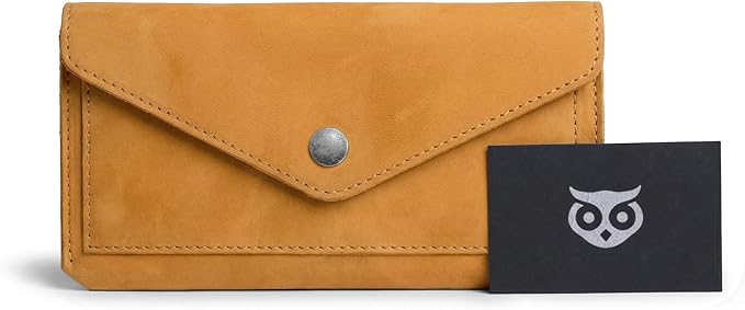 Hide & Drink, Full Grain Leather Large Female Wallet, Travel Organizer for Women, Vintage Money and Card Holder, Handmade, Old Tobacco