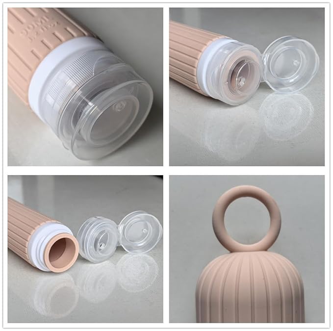 Refillable Bottles Leak Proof Camping Travel Containers with Shower Lanyard,3oz TSA Approved Squeezable Silicone Travel Tube Set for Gym Shampoo Lotion Soap