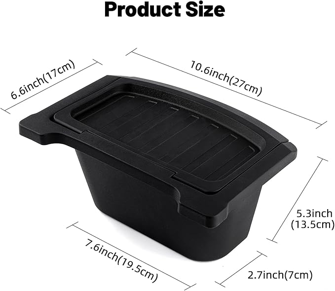Rear Center Console Organizer for Tesla Model Y Juniper 2025 2026, Backseat Storage Box Under Center Console Trash Can Bins with Anti-Slip Lid Cover, New Model Y Interior Accessories
