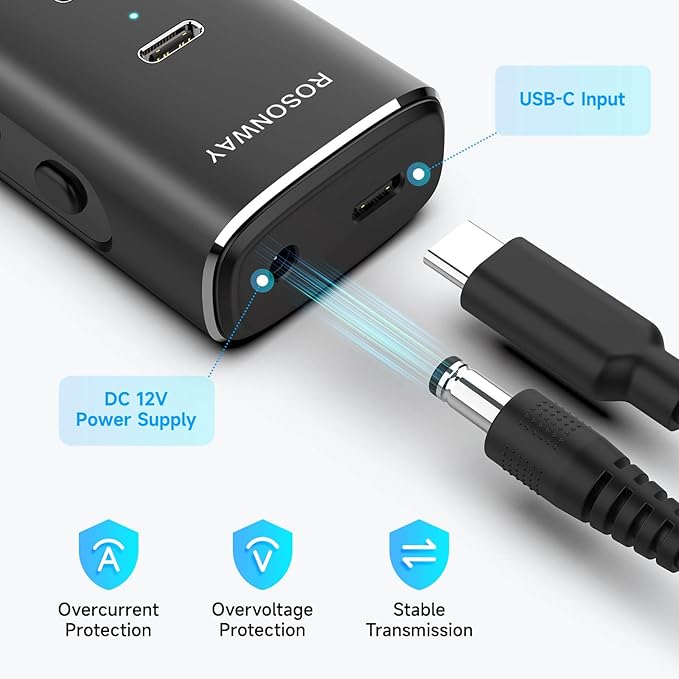 Rosonway 7 Ports Powered USB 3.2/USB C Hub 10Gbps with 4 USB-C 3.2, 3 USB-A 3.2 Ports, 3.3ft Cable and 36W(12V/3A) Power Adapter, Aluminum USB Splitter for Laptop, RSH-H7C4