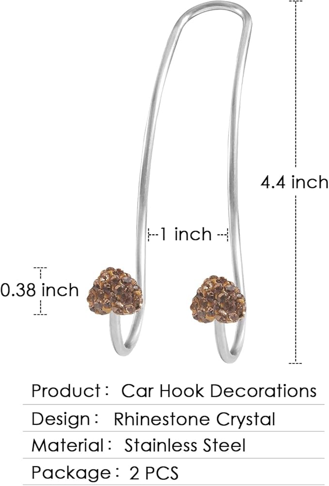 Guoord 【2024 Upgraded】 Car Headrest Hooks Decorations, 2 Pcs Bling Heart-Shaped Purse Hook Hangers, Auto Hooks Car Hangers and Durable Backseat Holder, Storage Universal for SUV Truck Vehicle（Gold）