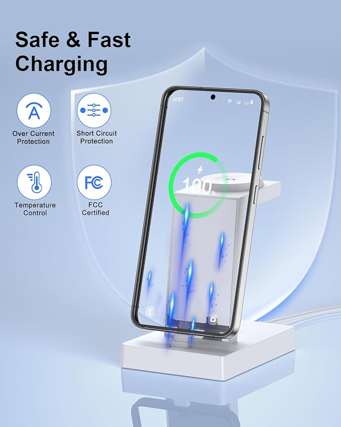 NANAMI 30W USB C Fast Charging Station for Samsung Devices,3 in 1 Charging Dock for Galaxy Watch 7/6/5/4/3,Samsung Galaxy S26/S25/S24,Note 20,Z Fold/Flip,iPhone 17/16/15,Earbuds(Not for Apple Watch)