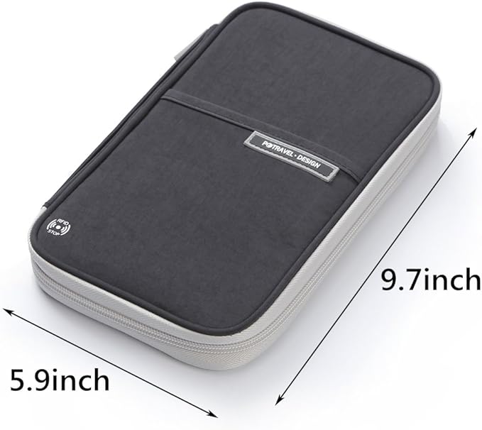 VanFn Passport Wallets, Travel Wallet, RFID Family Passport Holder, Trip Document Organizer (Black)