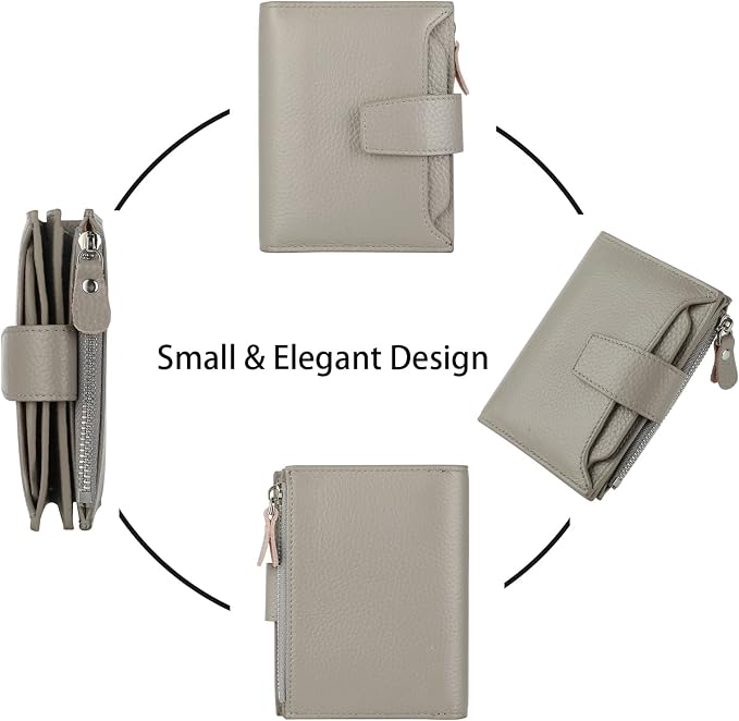 Lavemi Small Compact Women Wallet RFID Blocking Genuine Leather Bifold Purse with ID Windows