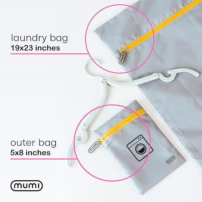 MUMI Travel Laundry Bag – Moisture & Smell-Proof Clothes Bag with Folding Hanger & Outer Pouch | Large Laundry Storage Bag for Suitcase, Gym & Packing | Dirty Clothes Organizer (Aqua)