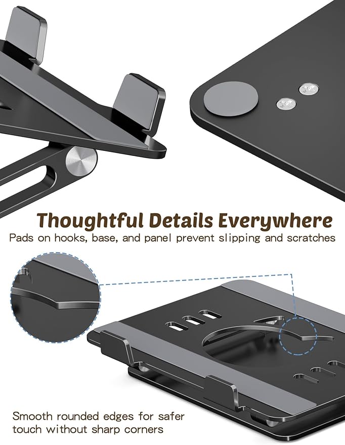 Aoviho Laptop Stand for Desk ??Adjustable Aluminum Laptop Riser with Unique Cat-Shaped Cooling Vent, Portable Desk Gift & Decor, Compatible with MacBook Air Pro, Dell, HP, Lenovo (10"-17.3"), Black