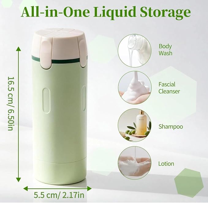 Leak Proof Travel Bottles 4 Pack 30ML, Refillable Toiletry Containers with Scale & Label, Clear Portable Dispenser for Shampoo Conditioner Lotion Cream Body Wash(Green)