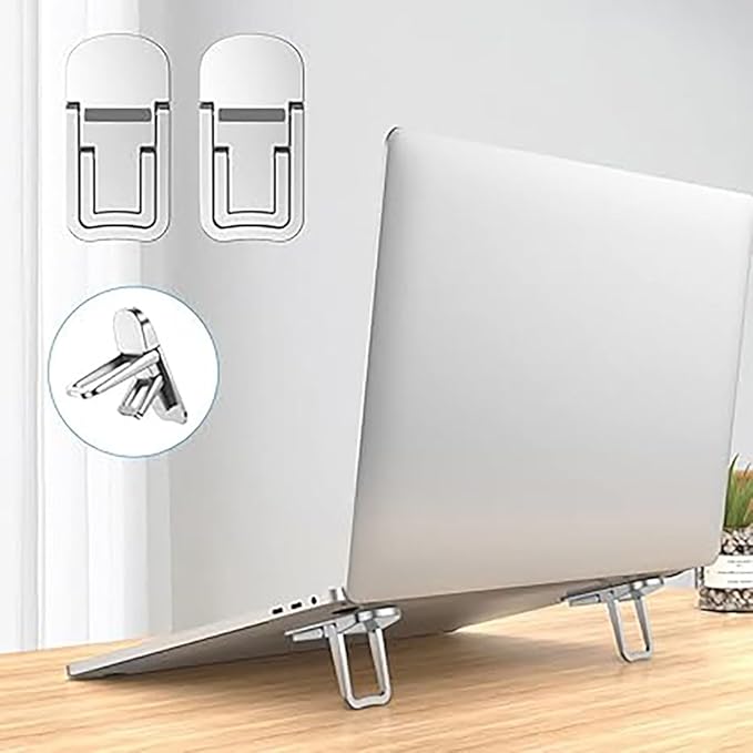 Portable Invisible Laptop Stand for Asus VivoBook EeeBook Zenbook ExpertBook Transformer Book ASUSPRO Laptop，Aluminum Alloy Mini Foldable Self-Adhesive Laptop Stand with 2 Adjustable Angles for Desk