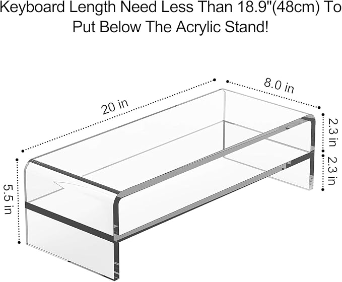 Egchi Acrylic Monitor Stand, 2 Tiers Computer Monitor Riser(20x8x5.5 Inch), Monitor Riser/Computer Stand for Home,Office,Business,PC Desk Stand for Keyboard Storage& Multi-Media Laptop Printer Screen