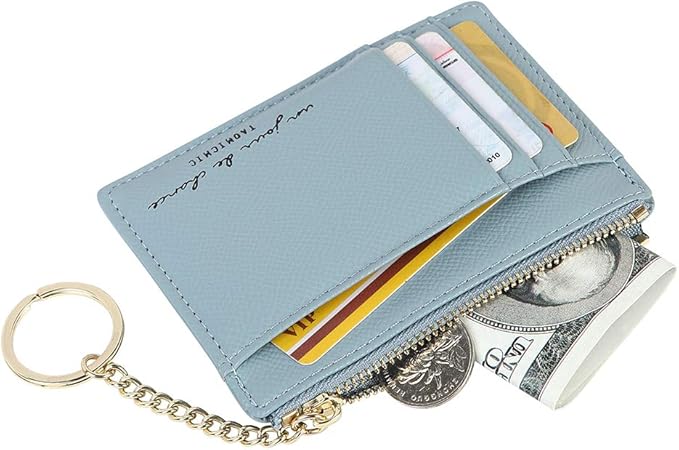 Women's 8 Cards Slim Minimalist Card Holder Coin Changes Purse Keychain Front Pocket Wallet | 8 Cards, Slim, Minimalist, Coin Changes, Purse, Keychain