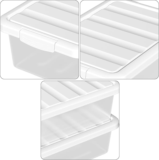 14 Quart Plastic Clear Storage Bin, Stackable Latching Box with Lid, 2 Packs