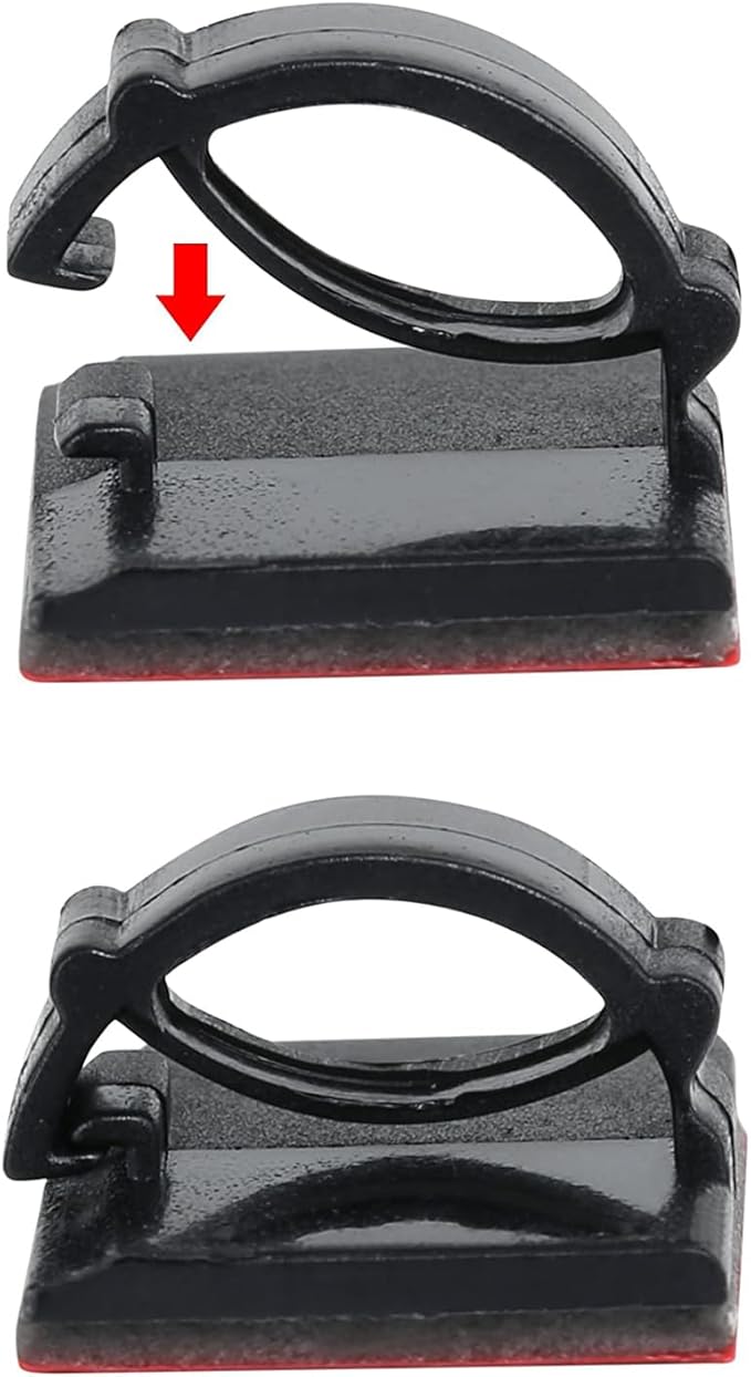 Cable Clips Self with 3M Adhesive Cord Organizer, Wire Holder Clamp Management Sticky for Desk Car Dash Cam Tables Wall, Black 50pcs