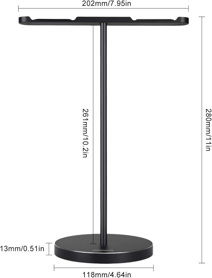 Dual Aluminum Headphones Stand Holder, Showcase Multi Headphones with Solid Heavy Base, Compatible With Gaming Headsets and Wireless Headphone Black