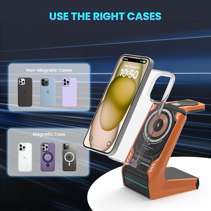 JoyGeek 3-in-1 Wireless Charging Station,Charger Stand for iPhone 15/14/13/12 Series, Fast Magnetic Charging Dock for Watch Ultra 2/9/8/7/6/SE/5/4/3/2,AirPods Pro 3/2