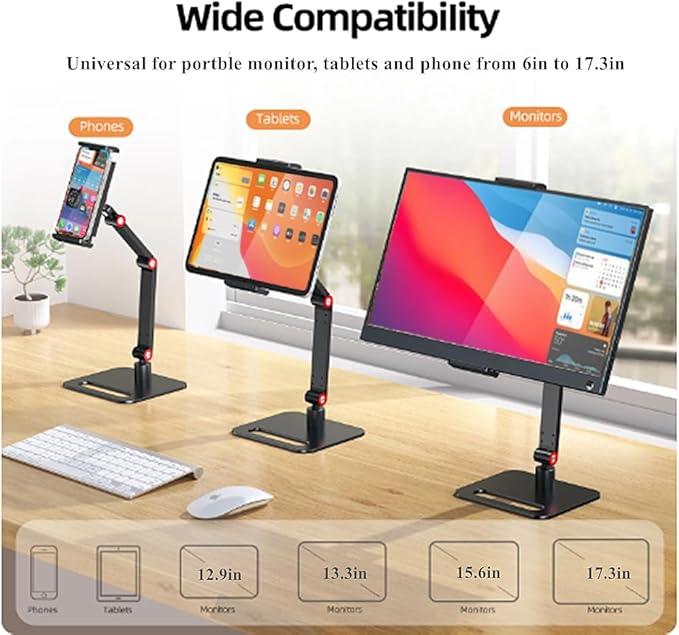 Portable Monitor Holder for 6-17.3 Inch Screen Desktop Expandable Monitor Stand 12.9 inch Tablet Stand