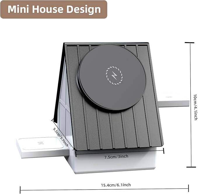3-in-1 Wireless Charging Station with Soft Touch Night Light, 15W Fast Charger Stand for iPhone, Apple Watch & AirPods, Home Style Dock (Grey-White)