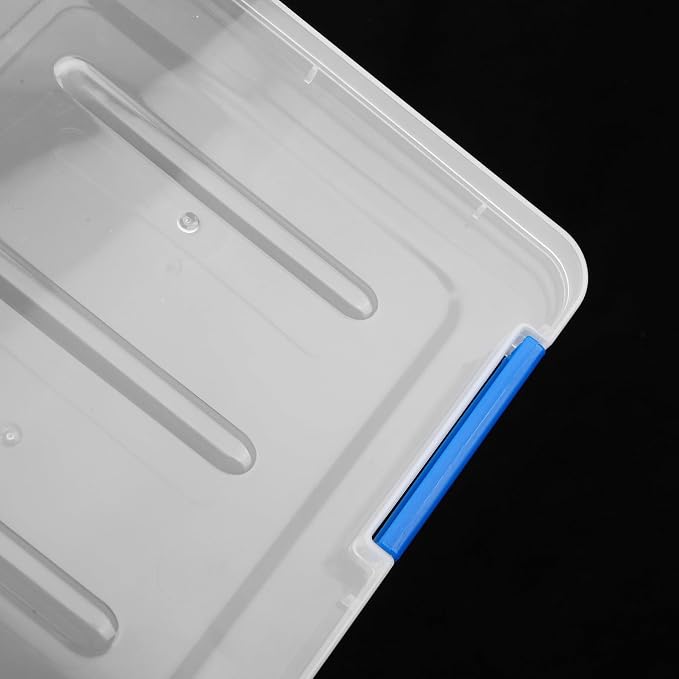PRETYZOOM 4Pcs Stackable File Organizer Boxes with Lid, Thickened A4 Document Storage Containers 31X23X2Cm for Office and Student Desktop Filing Random Color