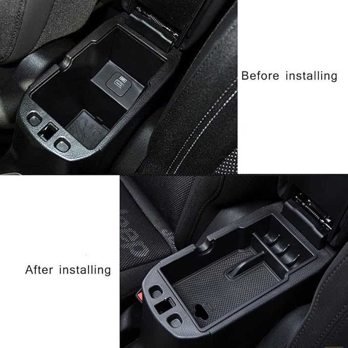 EDBETOS Center Console Organizer Tray Compatible with Jeep Renegade Accessories 2015-2019 2020 2021 2022 2023 Armrest Glove Box Secondary Storage (Black Line)