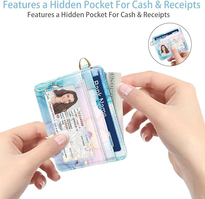 Slim Minimalist Pocket Credit Card Holder Wallet RFID Blocking Lightweight Thin Small Cute Card Cases,Gradient Marble