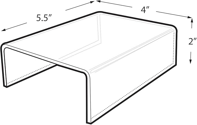 Azar Displays 515332 5.5" W x 4" D x 2" H Acrylic Riser (4 Pack)