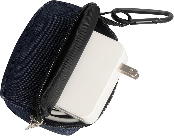 2 Pieces Mini Pouch with Carabiner,Pouches for Organization,Small Makeup Bag for Purse,Zipper Coin Pouch,Card Holder Wallet,Travel Storage Carrying Tech Bag for Small Electronic Accessories Blue