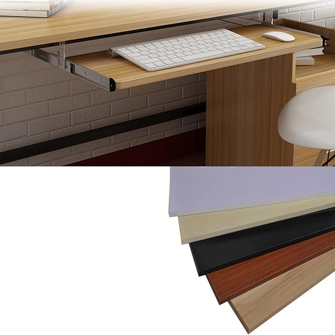 V3VOGUE Slide Keyboard Tray Under Desk Adjustable Height - Slide-Out Keyboard Drawers Platforms with Slides Rails - Keyboard Mouse Holder Workspace Organizers - Ergonomic Desk Extender