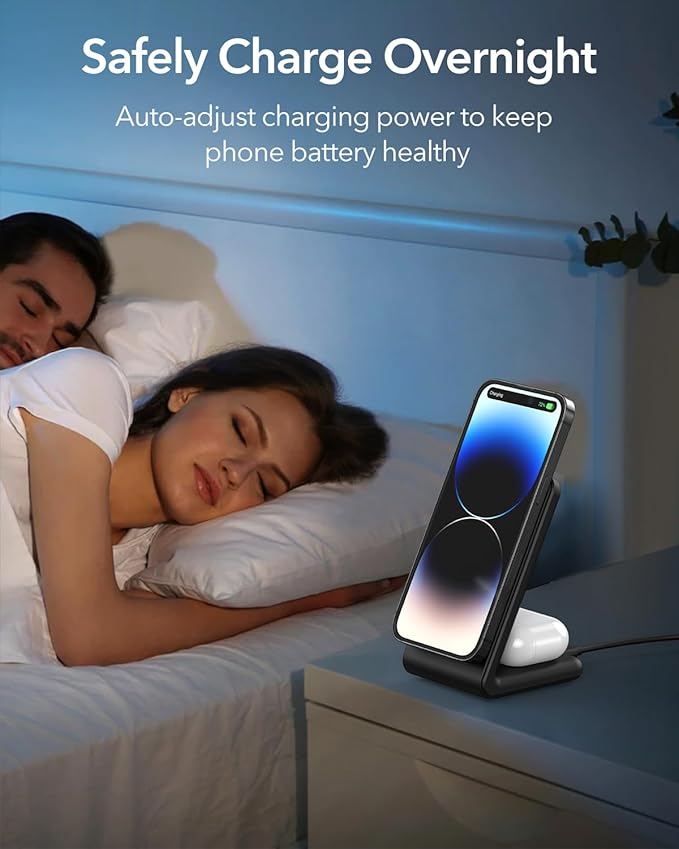 2-in-1 for Magsafe-Compatible Charger Stand with PD 20W USB-C Charger Block & Cable, Fast Charging Wireless Charger Designed for iPhone 17 Pro Max/16/15/14/13/12, AirPods 4/3/Pro 3/Pro 2/Pro, Black