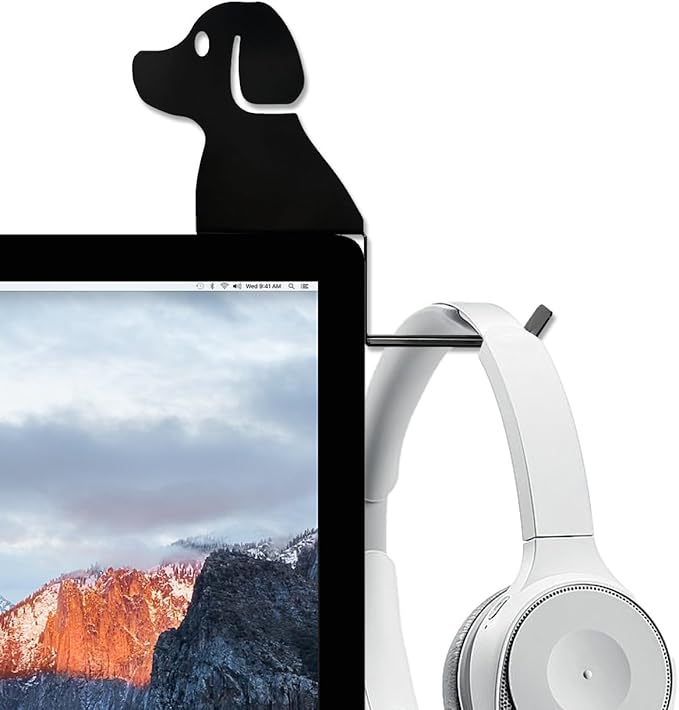 Monitor Stand, Puppy Tail Hook for Headphone, Saves Desk Space and Protects Headphones, Organizer Decorative Hanger for Hanging Keys Cables and More (Black)