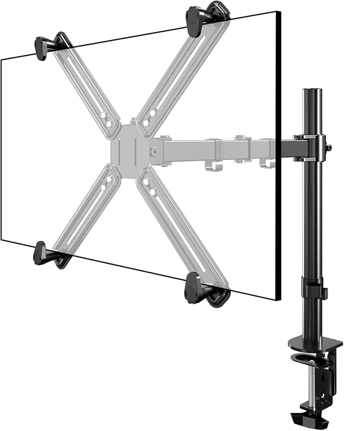 Non-VESA Single Monitor Arm Desk Mount with VESA Adapter Brackets, Holds Screens up to 27inches Without VESA Holes, Fully Adjustable Stand with C-Clamp, Grommet Base