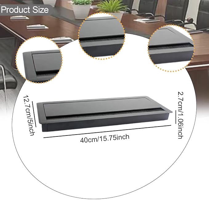 Desk Cable Management Box Power Strip Holder Aluminum Alloy Efficient Space Saving Wire Hide Desk Cord Organizer, for Kitchen, Black