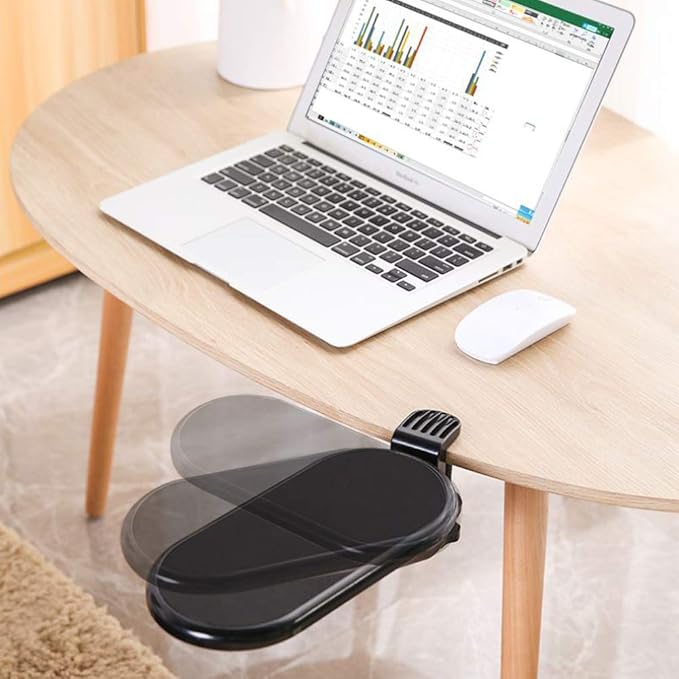 Ergonomic, Adjustable Computer Desk Extender Arm Wrist Rest Support Mouse Pad Desk Computer Armrest Wrist Rest (Black)