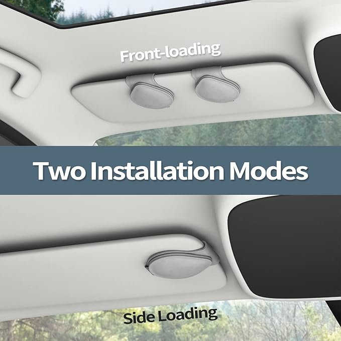 MoKo Sunglass Holder for Car, Leather Magnetic Sunglasses Holder for Car Sun Visor,Ticket Card Clip Sunglasses Mount Accessories for All Car Models, 2 Pack Grey