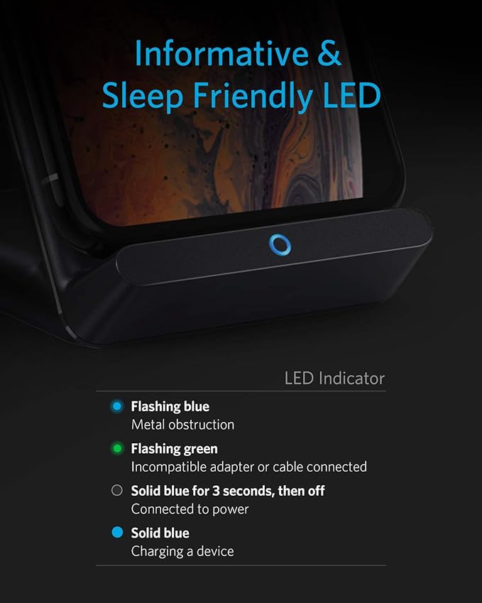 Anker 313 Wireless Charger (Stand), Qi-Certified for iPhone 17/17 Pro/17 Pro Max/16/15/14/13, 10W Fast-Charging Galaxy S23 S22 S21(No AC Adapter) (Black, 2 Pack)