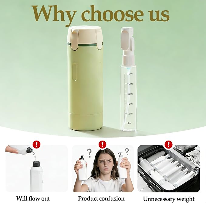 4 in 1 Travel Dispenser Bottle, 4 Pack 30ML Travel Bottles for Toiletries, Leakproof Refillable Pump Containers, TSA Approved Travel Size for Shampoo Lotion Conditioner, Travel Essentials