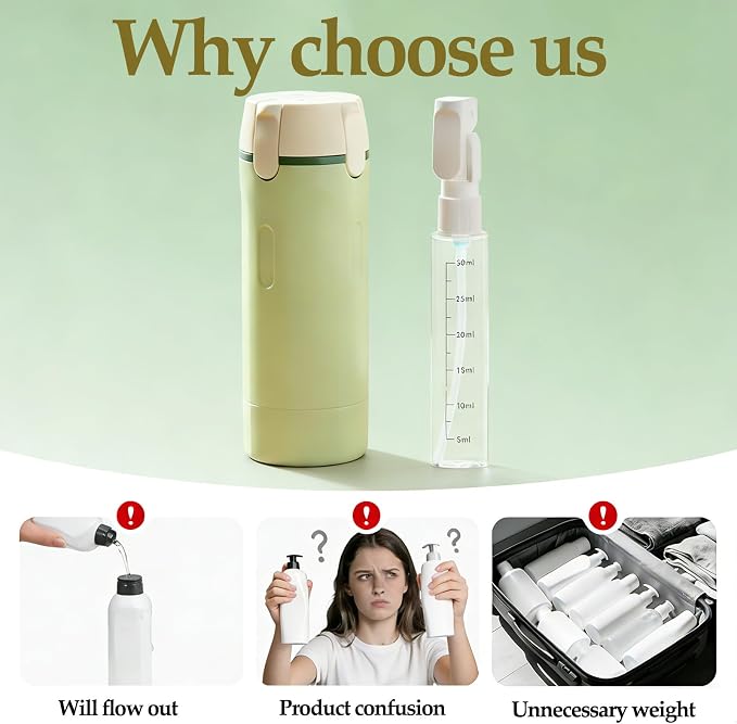4 in 1 Travel Dispenser Bottle, 4 Pack 30ML Travel Bottles for Toiletries, Leakproof Refillable Pump Containers, TSA Approved Travel Size for Shampoo Lotion Conditioner, Travel Essentials