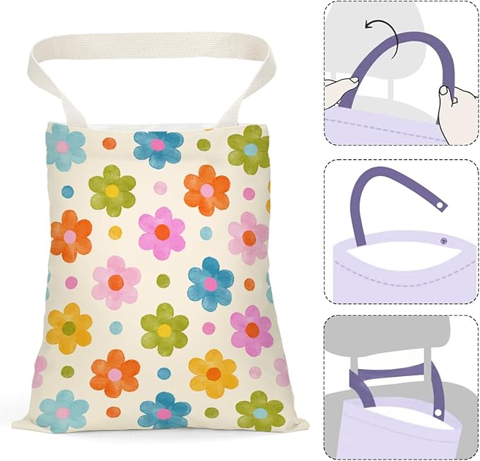 Flower Car Trash Bag Car Garbage Bag Hanging Cars Trash Can, Spring Decor Waterproof Cars Back Seat Organizer for Vehicle Travelling Camping
