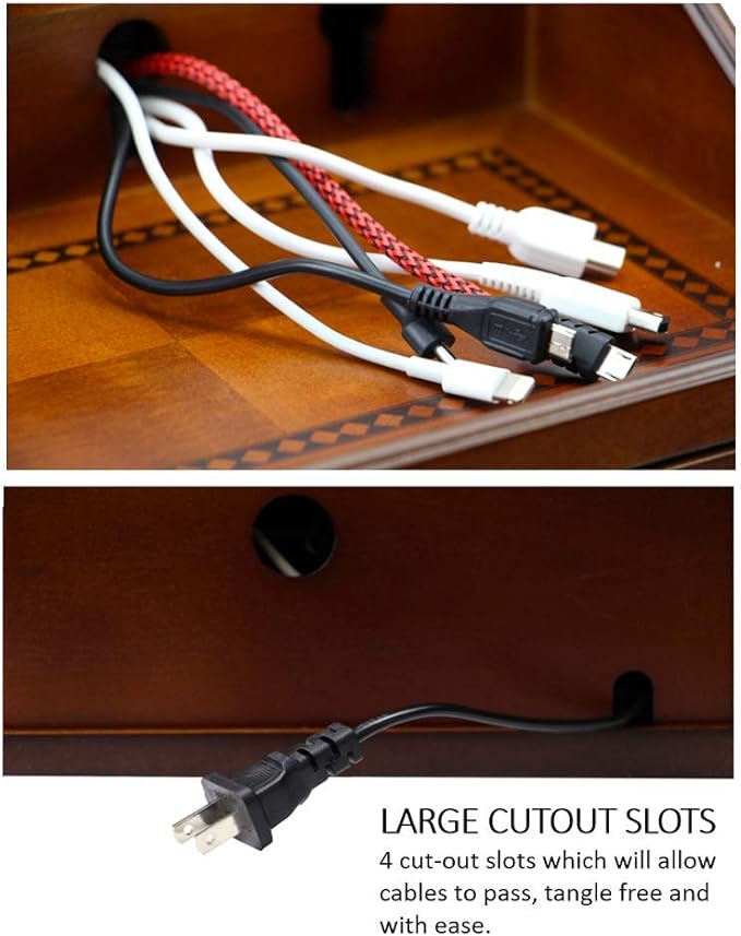 Pecan Brown Wooden Multi-Device Charging Station and Valet
