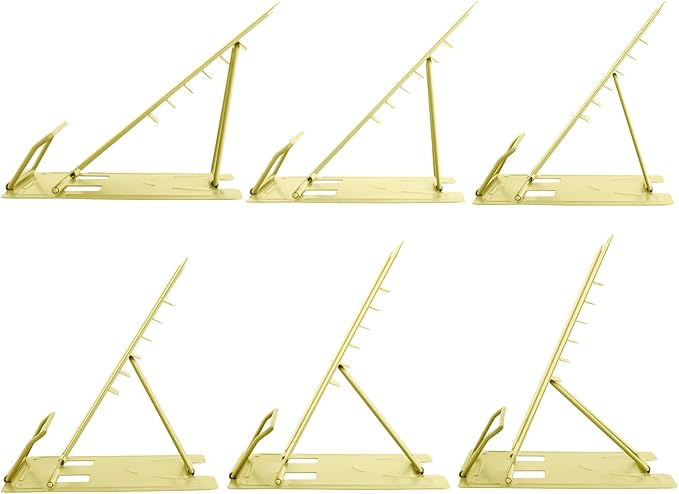 Honagu Book Stand Metal Desk Book Holder, Book Holders for Reading Hands Free, Adjustable Cookbook Documents Holder, Portable Bookstand for Music Books, Textbook, Recipe, Tablet, Ipad（Light Yellow）