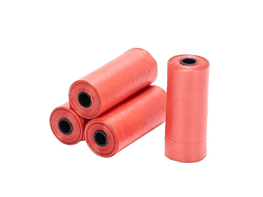 Ginsco 0.8 Gallons Disposable Trash Bags for Mini Car Trash Can, Portable Small Car Garbage Bags, Cars Accessories, Mini Trash Bags, Plastic Trash Bag for Cars/Home/Office (4 Rolls/60 Counts) Red
