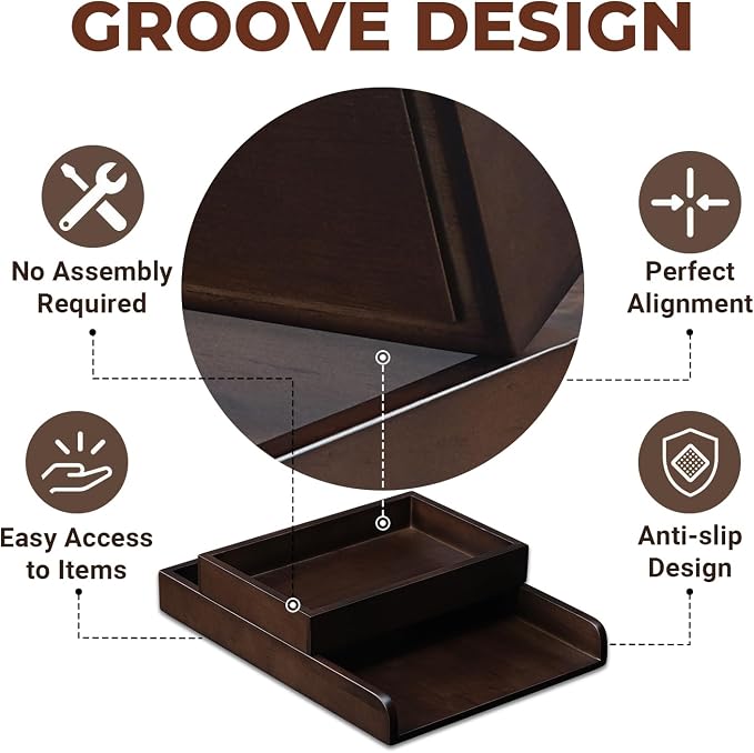 Wooden Desktop File Organizer, 2-Tier Detachable Solid Wood Paper Tray for A4 Paper Documents Letter Bill Notebook Stationery, Multi Modular Desk Storage Tray for Home Office Cubicle School