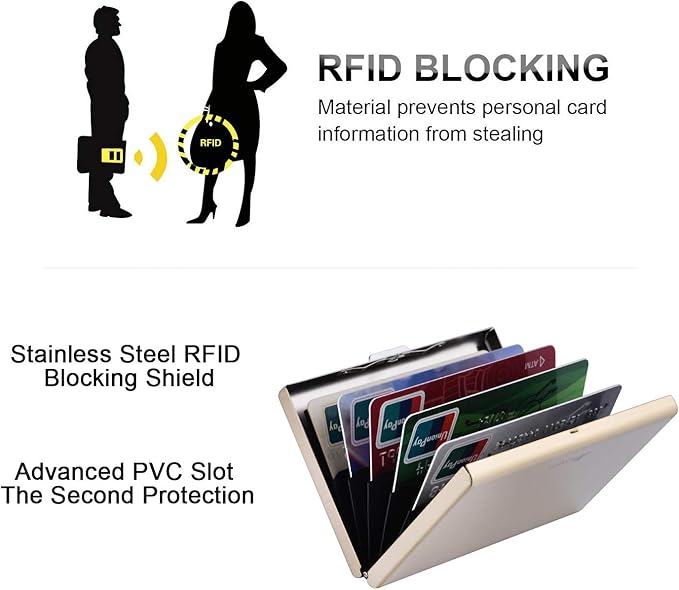 BONSYL® Credit Card Holder, RFID Blocking Slim Metal Credit Card Wallet, with Card Slots, for Women and Men. | RFID Blocking, Slim, 6 Card Slots