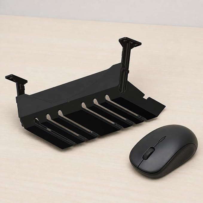 Cable Management Box, Cord Organizer Box for Desk Organizer, Under Desk Cable Box for, Modern Minimalist Home Office, Black
