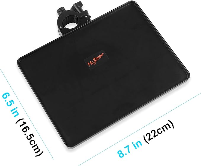 Mr.Power Microphone Stand Plastic Tray, Mic Stand Clamp-On Rack Tray Holder Suitable for Most Mic Stands, for Stage, Live Streaming, Recording, Concert Performance, Karaoke (8.7" x 6.5")