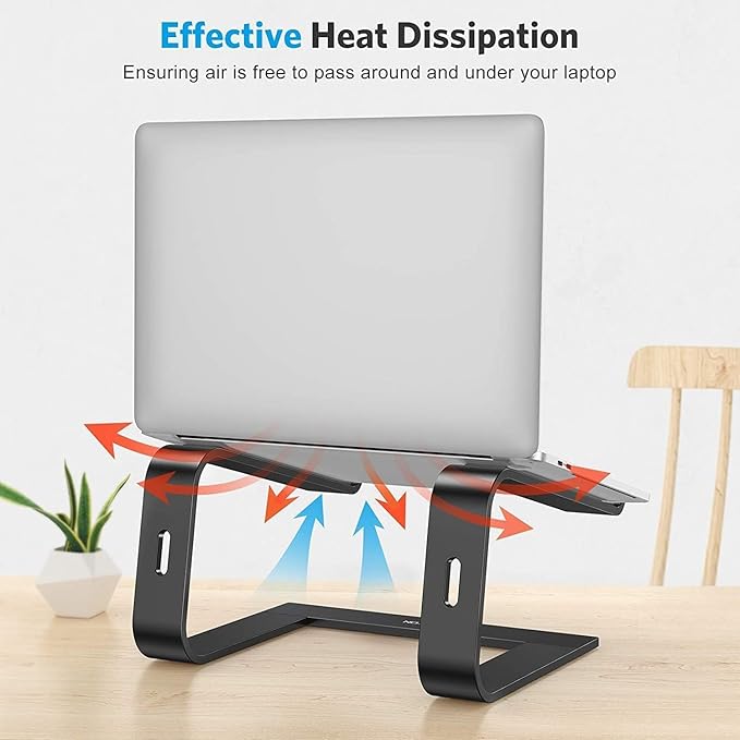 OMOTON Laptop Stand, Detachable Laptop Mount, Aluminum Laptop Holder Stand for Desk, Compatible with MacBook Air/Pro, Dell, HP and All Laptops (11-16 inch), Black