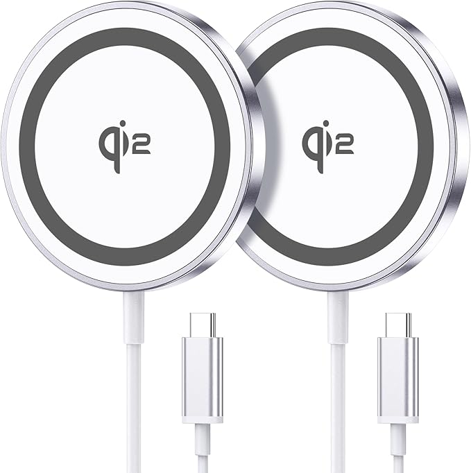 for Mag-Safe Charger 2 Pack,Qi2 Certified 15W Magnetic Wireless Charger Fast Charging Pad for iPhone 17 16 15 14 13 12&Airpods Pro 4 3 2 &Pixel 10 Series,Strong Magnet,Ultra-Thin