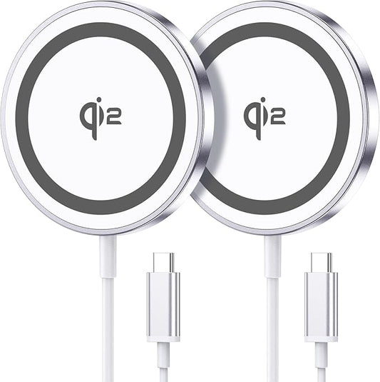 for Mag-Safe Charger 2 Pack,Qi2 Certified 15W Magnetic Wireless Charger Fast Charging Pad for iPhone 17 16 15 14 13 12&Airpods Pro 4 3 2 &Pixel 10 Series,Strong Magnet,Ultra-Thin