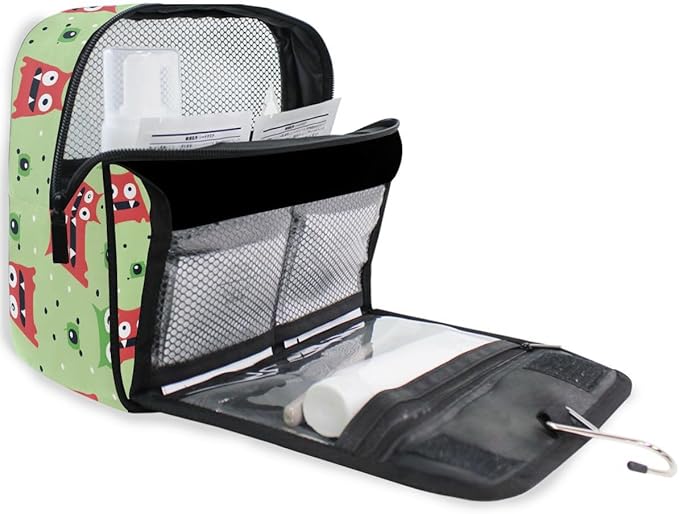 Hanging Travel Toiletry Bag Red Green Monster Kit Makeup Case Cosmetics Organizer for Men Women